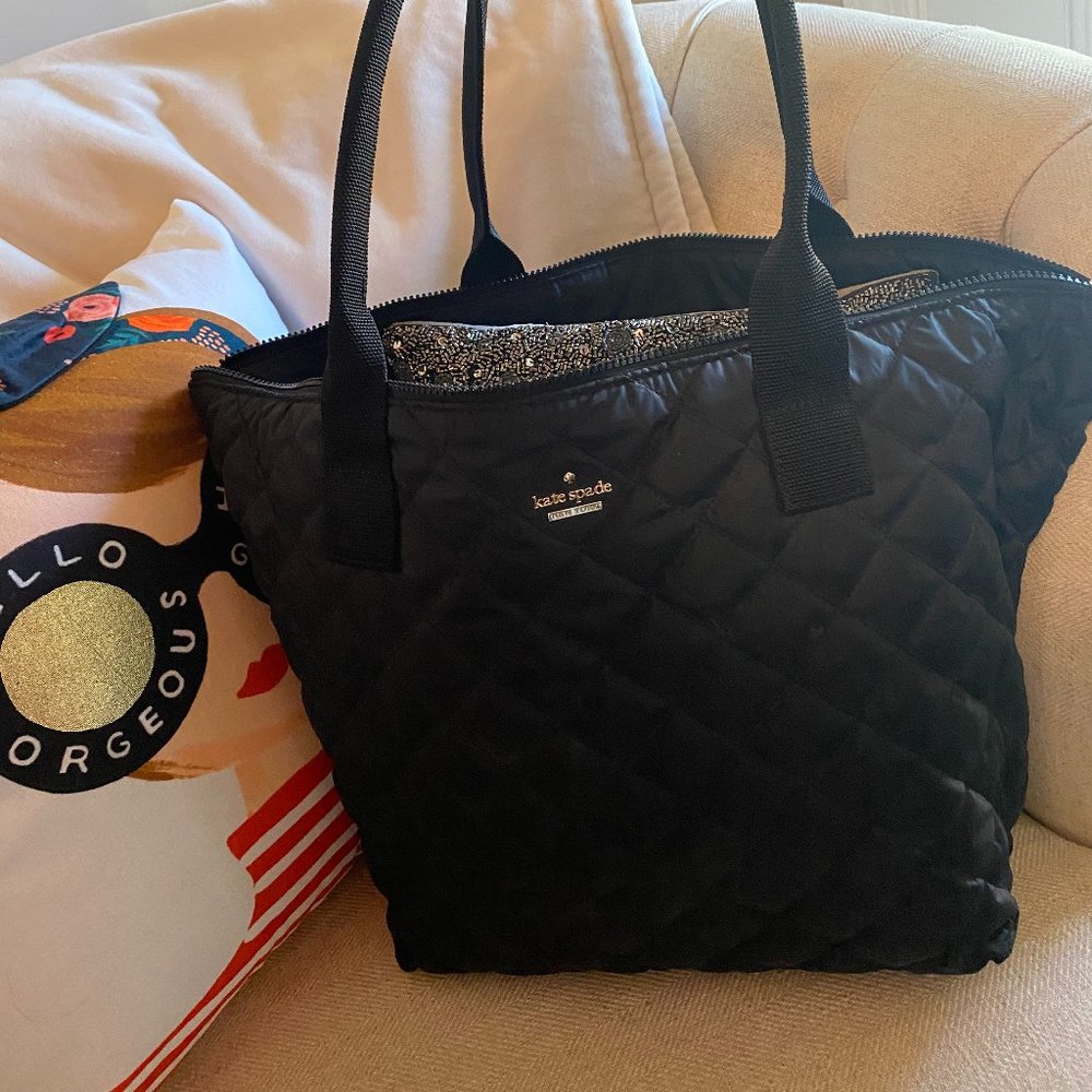 Quilted Black Tote Bag - Like New